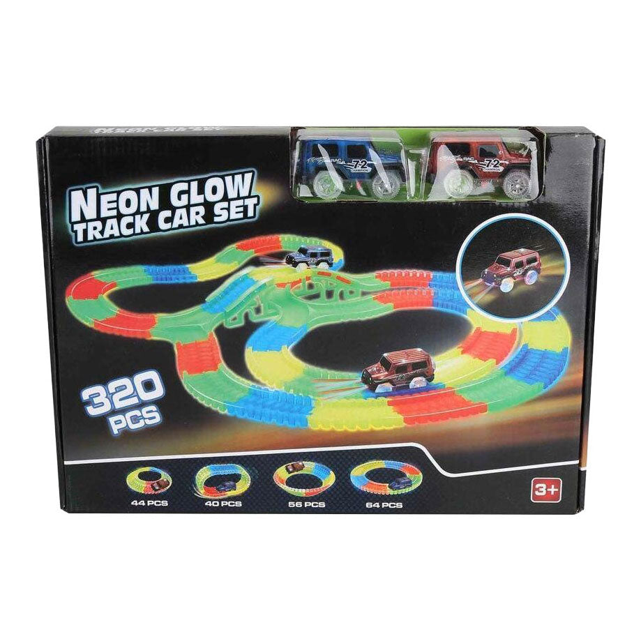 Circuit de course lumineux au néon avec 2 voitures - 320 pcs.