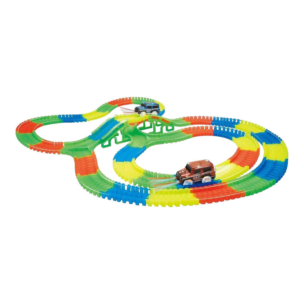 Circuit de course lumineux au néon avec 2 voitures - 320 pcs.