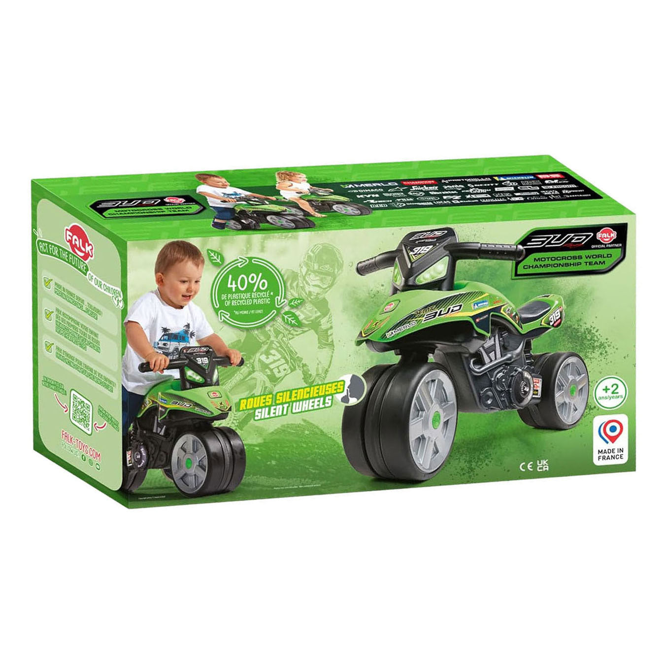 Moteur en marche Abi Falk Bud Racing avec pneus silencieux