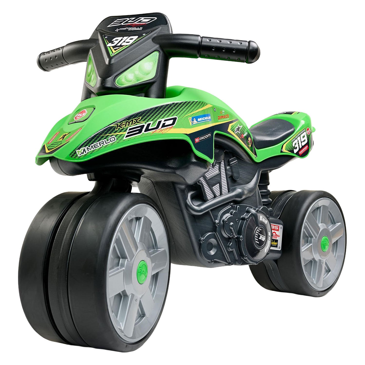 Moteur en marche Abi Falk Bud Racing avec pneus silencieux