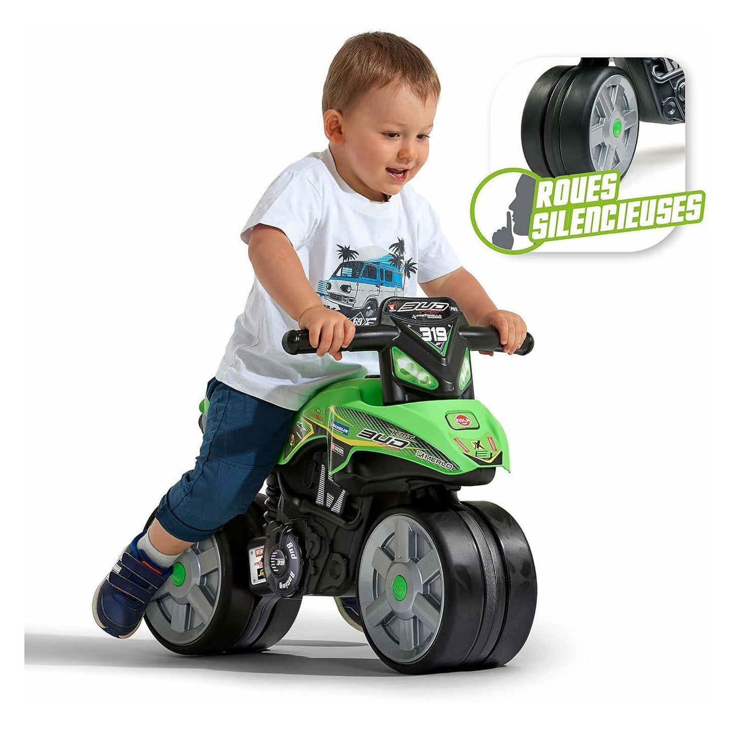 Moteur en marche Abi Falk Bud Racing avec pneus silencieux