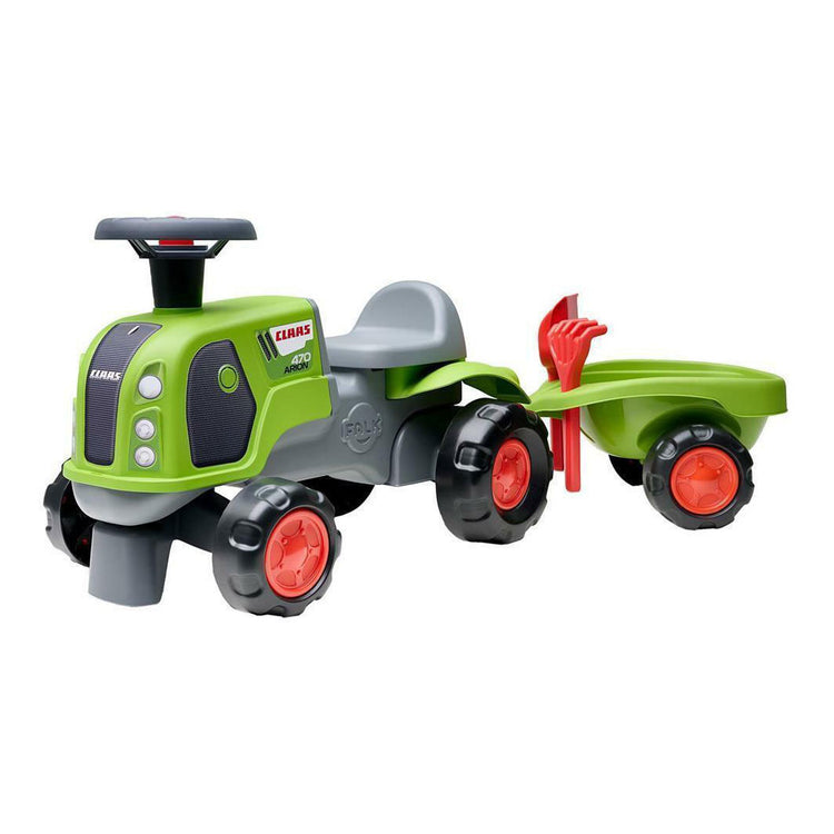 Falk Claas 470 Arion porteur vert avec remorque + jeu de sable