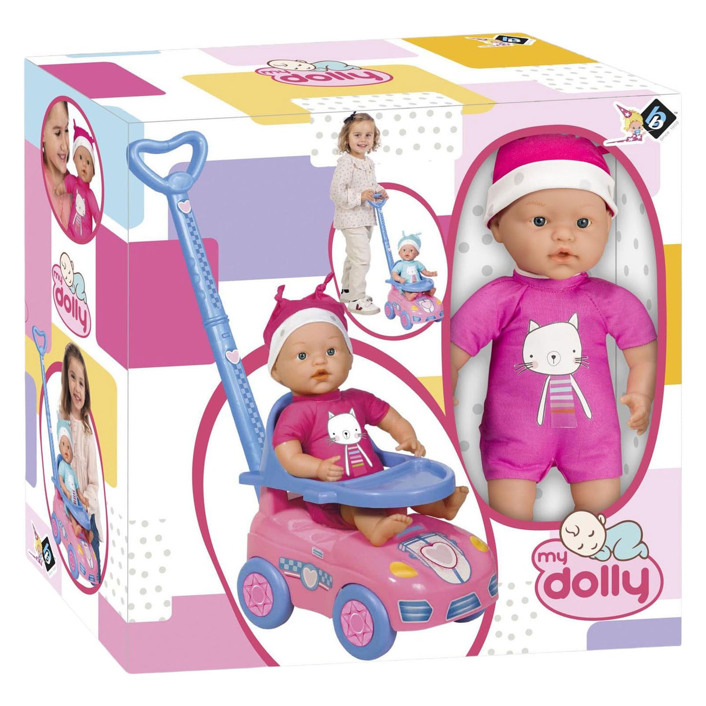 Poupée Dolly avec voiture qui marche - 37cm