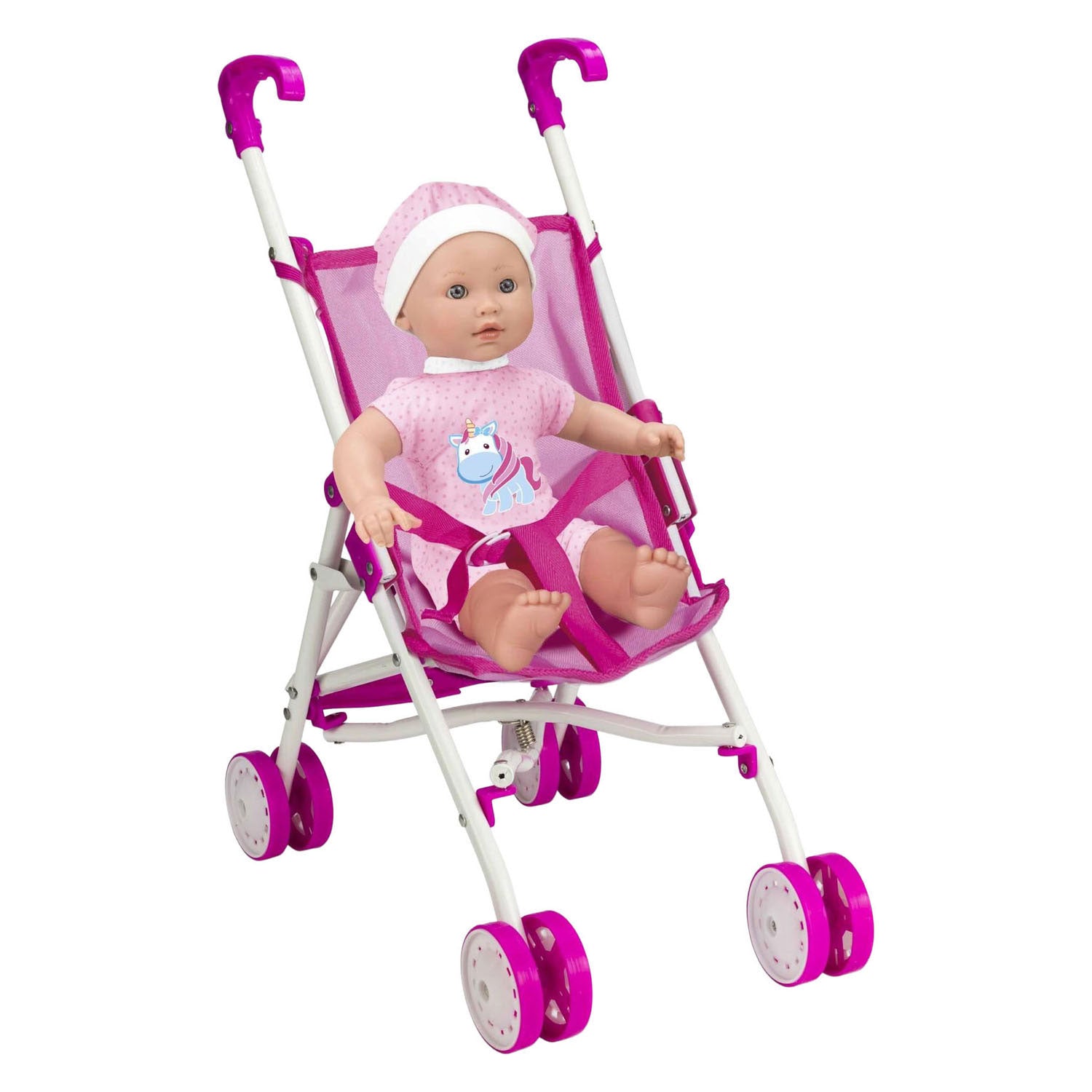 Poupée bébé avec poussette - 35cm