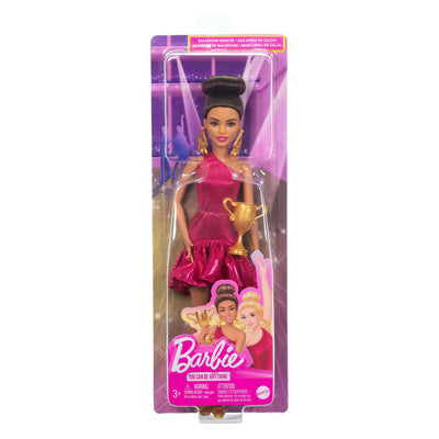 Poupée Barbie Mattel danseuse de salon avec accessoires et détails dorés.