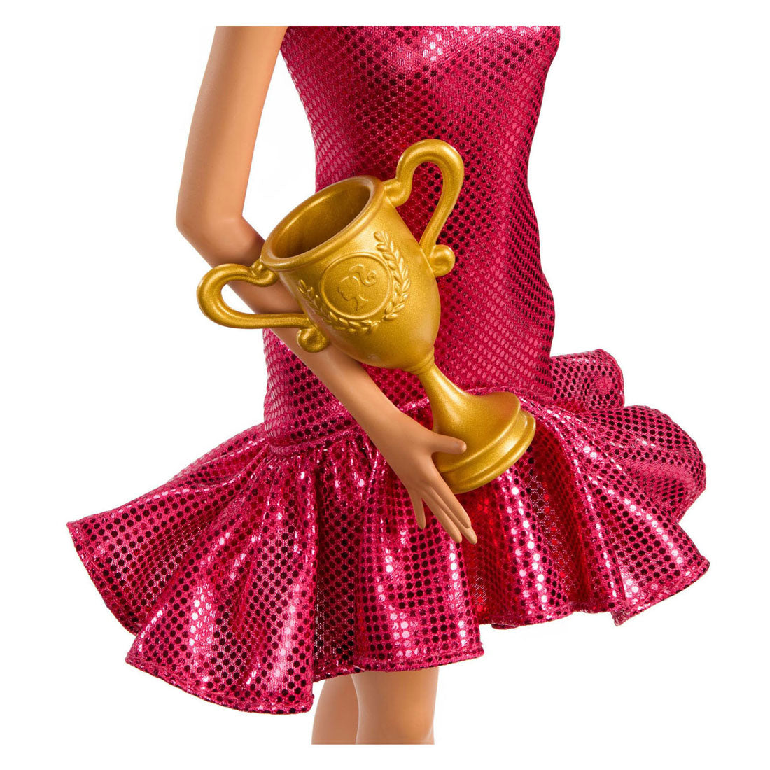 Poupée Barbie Mattel danseuse de salon avec accessoires et détails dorés.
