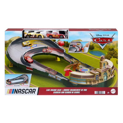 Disney Cars - Coffret de jeu de course à changement de voie Nascar
