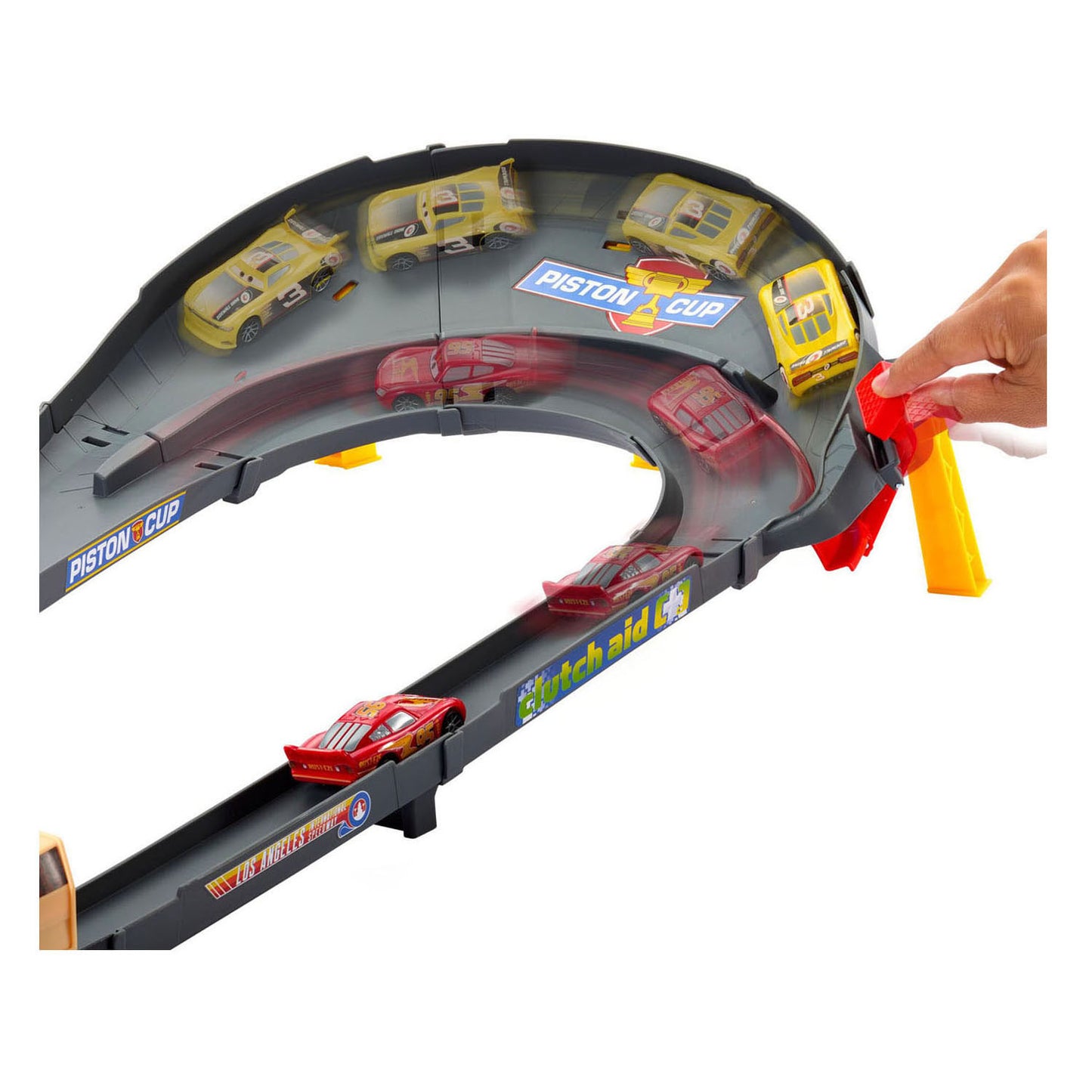 Disney Cars - Coffret de jeu de course à changement de voie Nascar