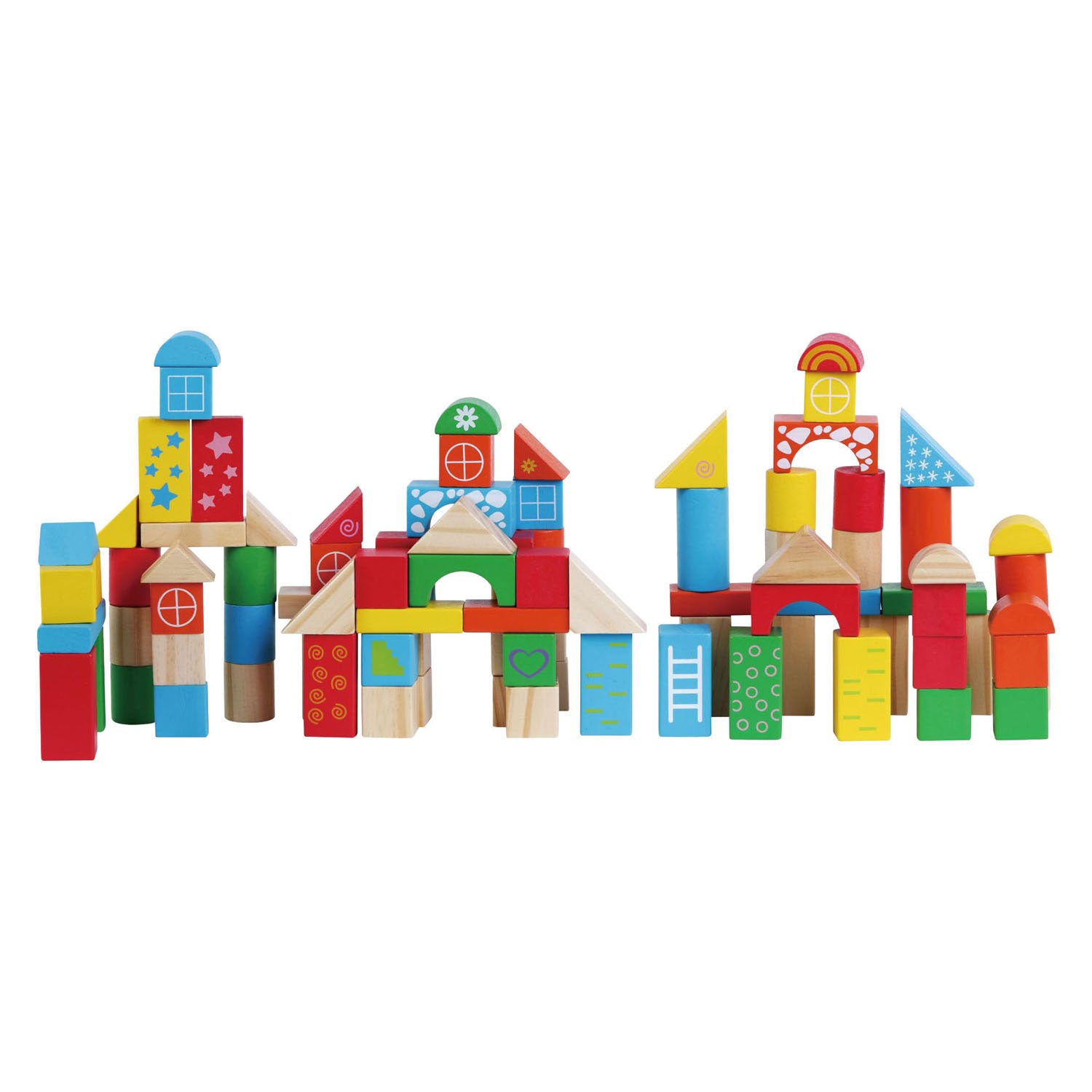Blocs de bois en tonneau avec trieur de formes - 100 pcs.