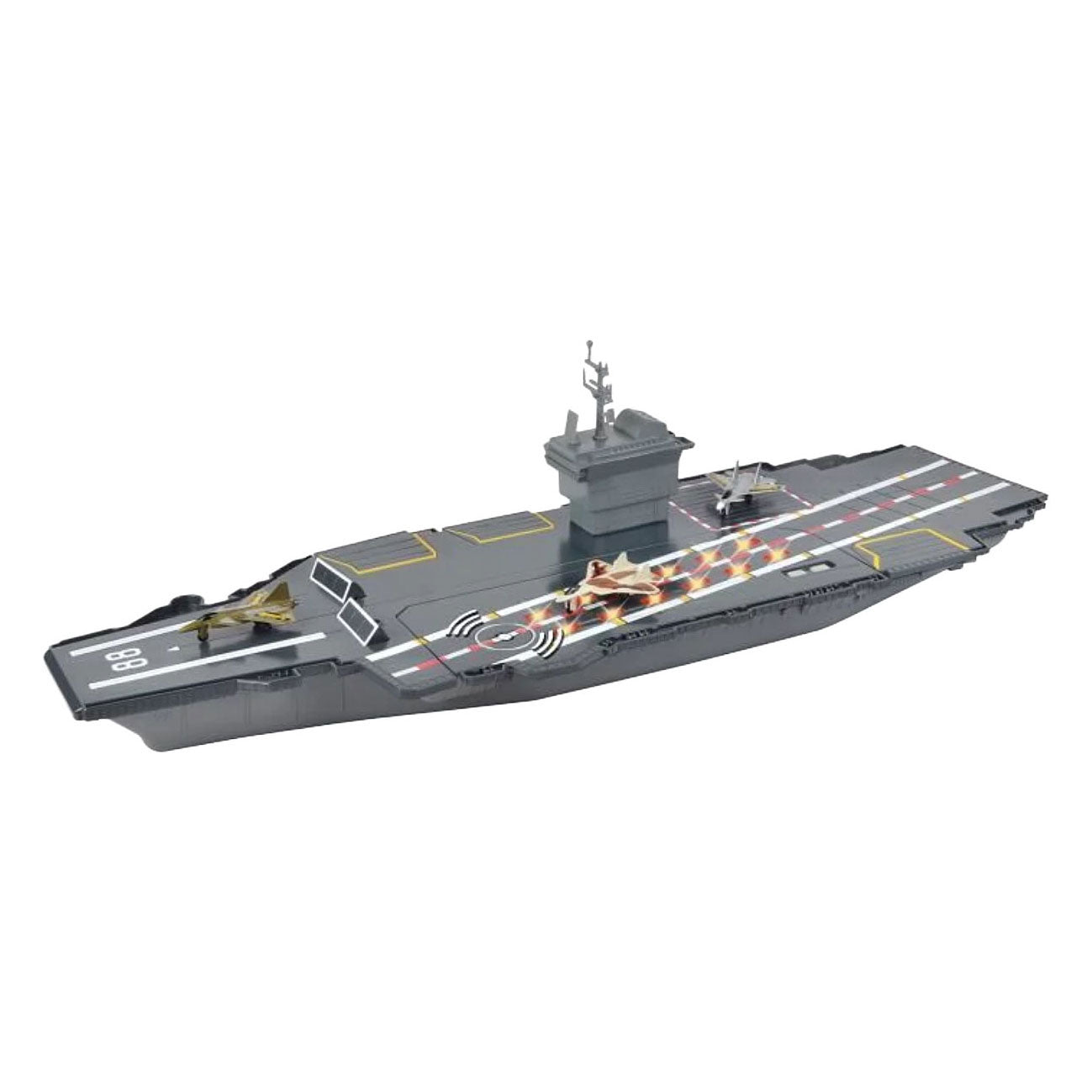 Porte-avions de zone de combat avec lumière et son - incl. 4 avions