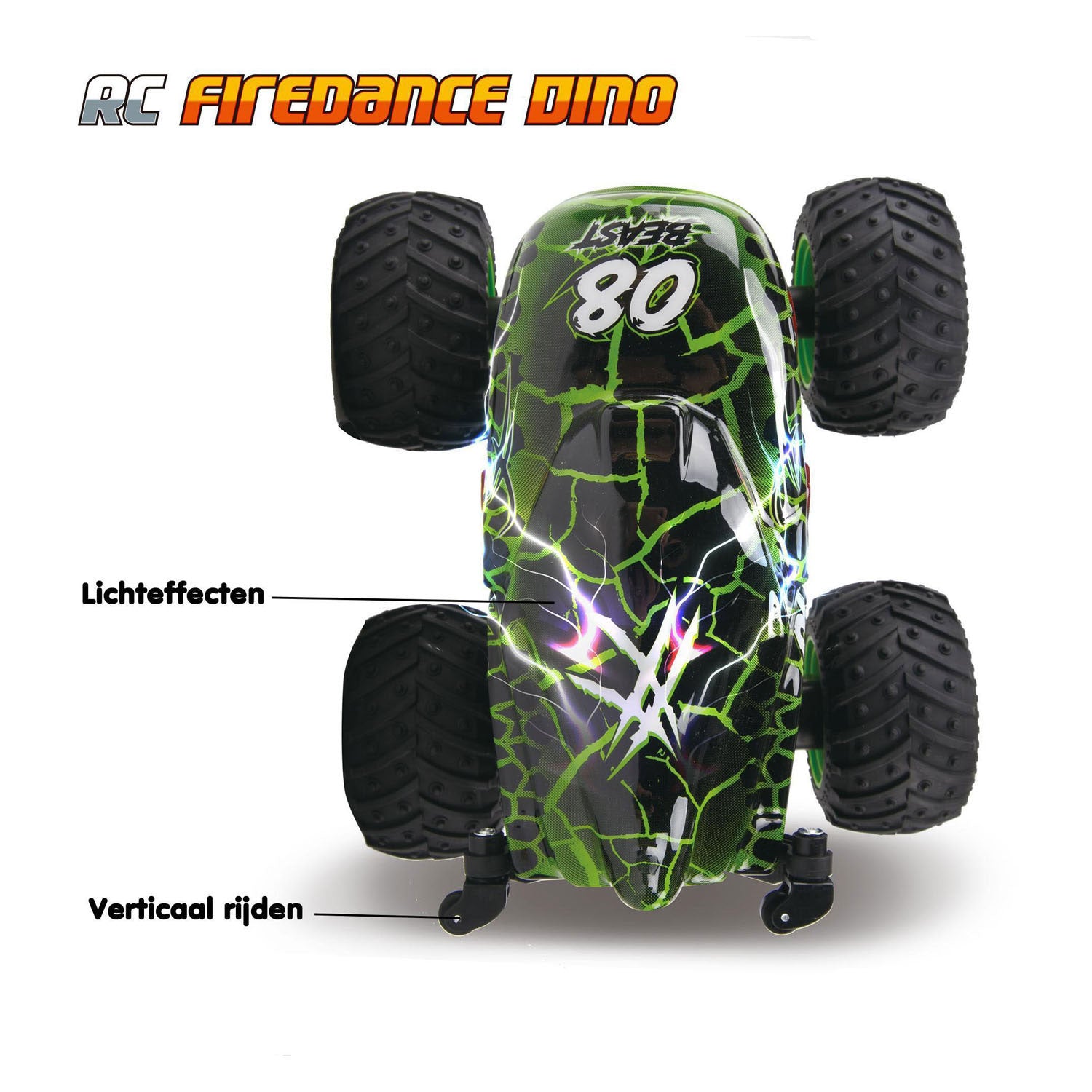Voiture de cascade dinosaure Firedanse 2,4 GHz contrôlée par RC - 1:20