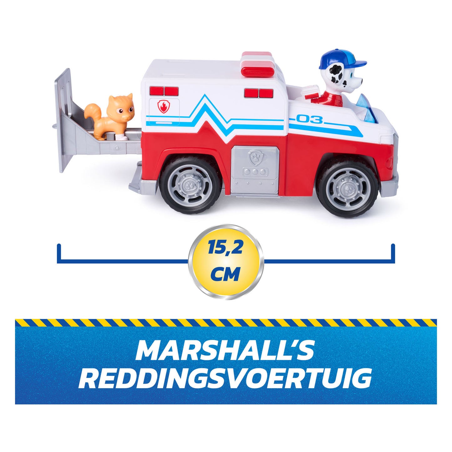 Paw Patrol - Recherche et sauvetage - Véhicule de sauvetage de Marshall avec fonction de retrait à 2 figurines - Véhicules jouets