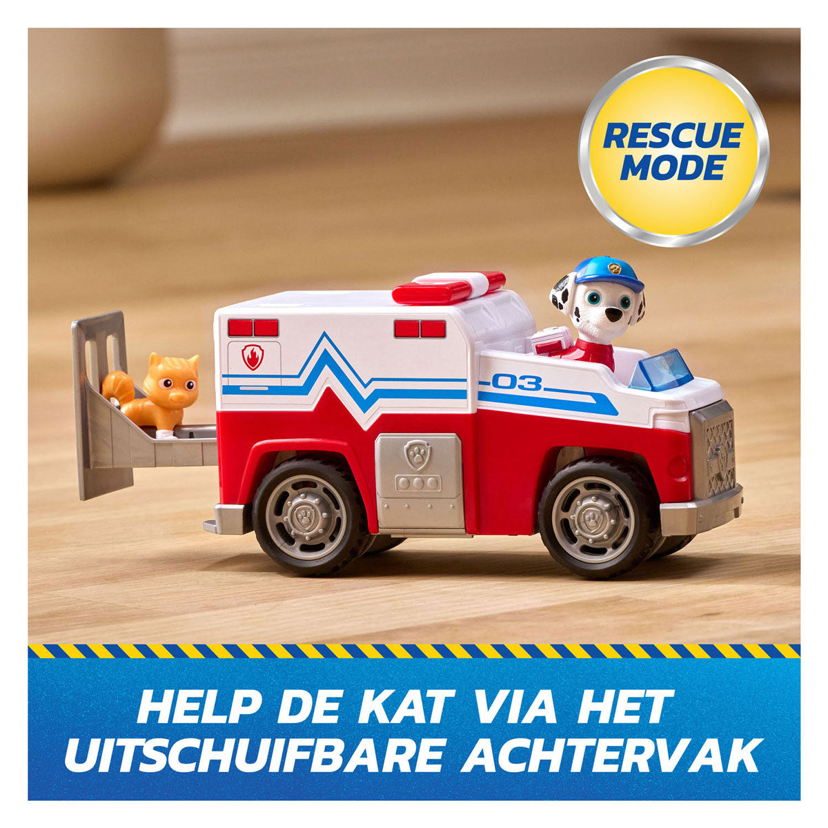 Paw Patrol - Recherche et sauvetage - Véhicule de sauvetage de Marshall avec fonction de retrait à 2 figurines - Véhicules jouets