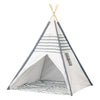 Tipi avec bâtons de bois et tapis - 120x120x150cm
