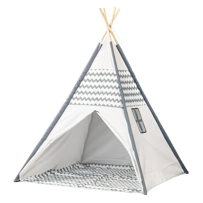 Tipi avec bâtons de bois et tapis - 120x120x150cm