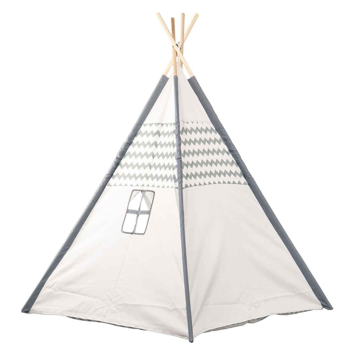 Tipi avec bâtons de bois et tapis - 120x120x150cm
