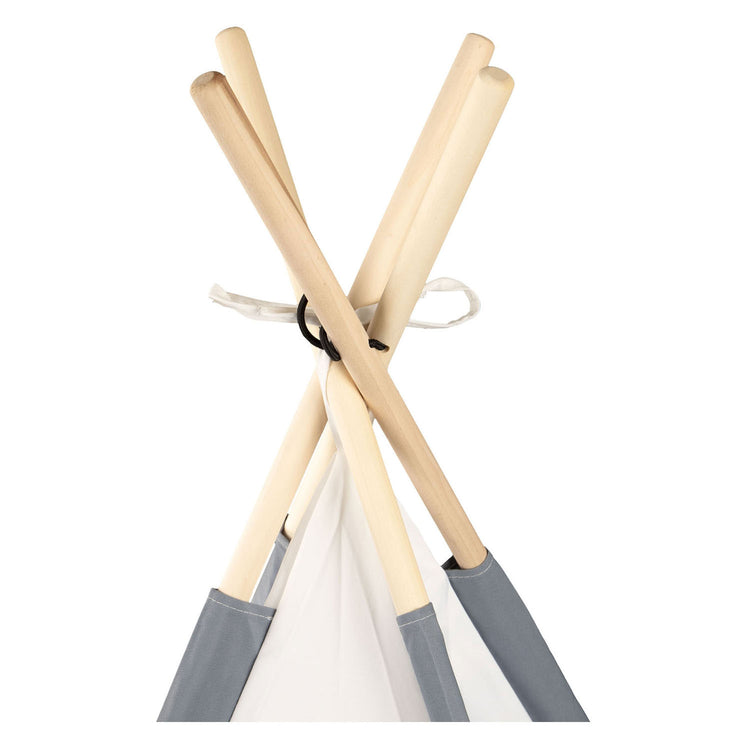 Tipi avec bâtons de bois et tapis - 120x120x150cm