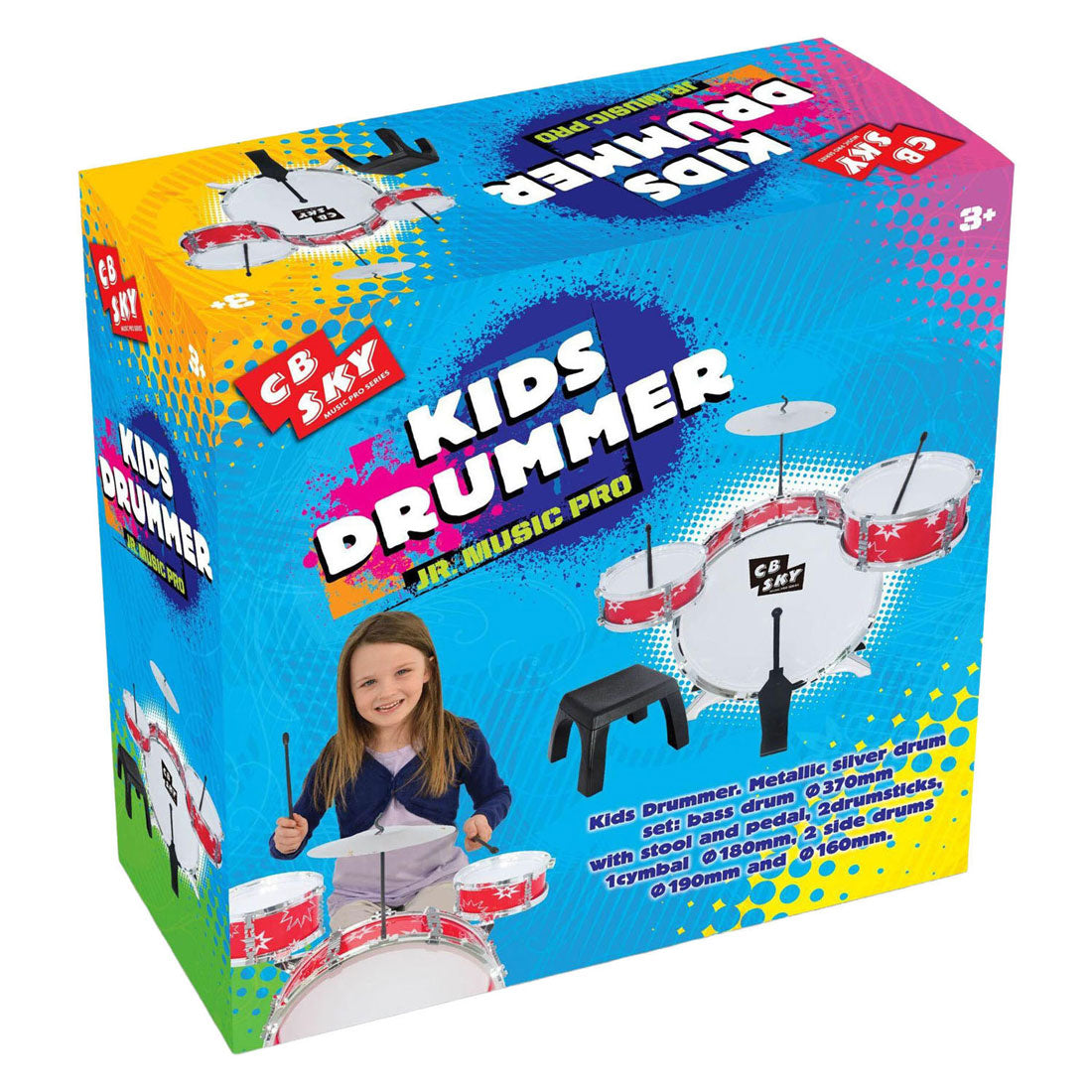 Batterie pour enfants avec tabouret - 5 pièces.