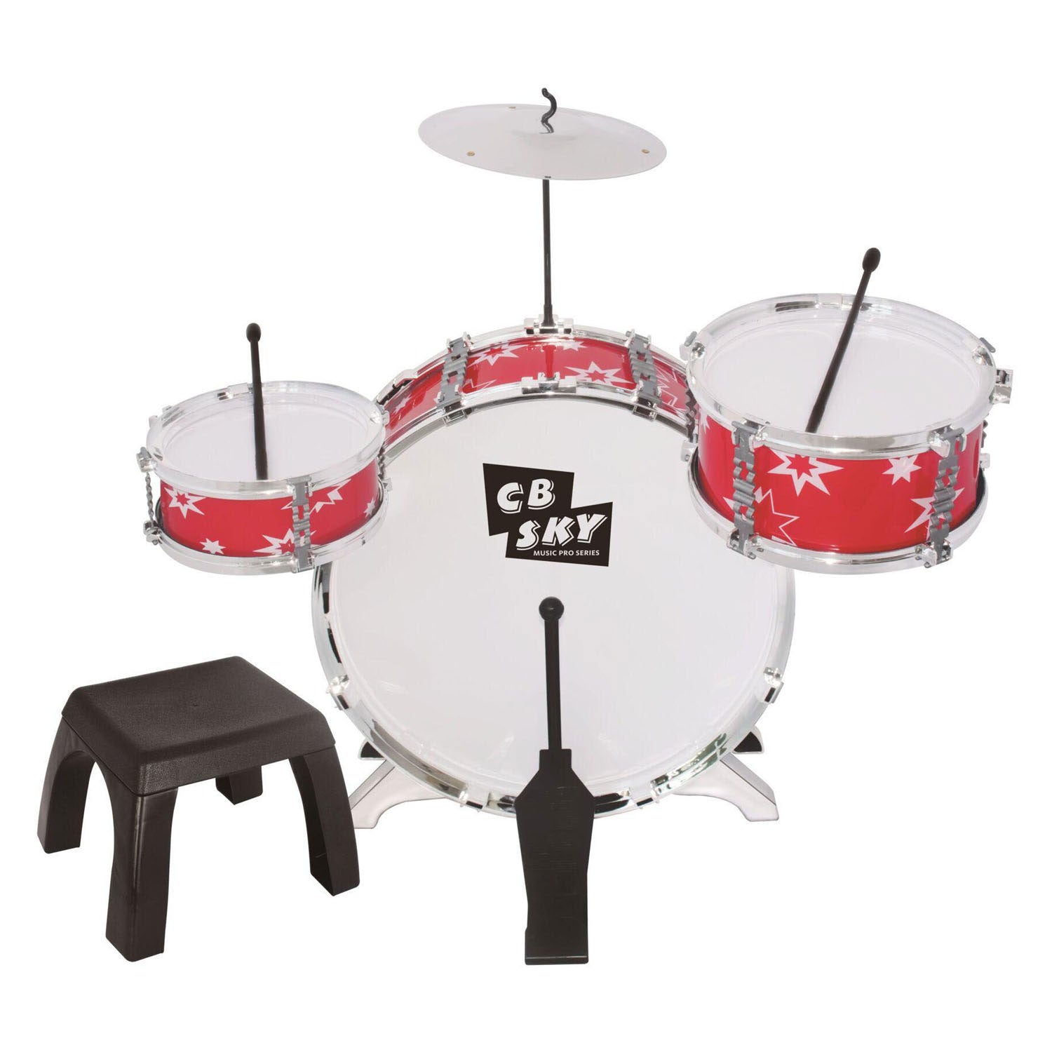 Batterie pour enfants avec tabouret - 5 pièces.