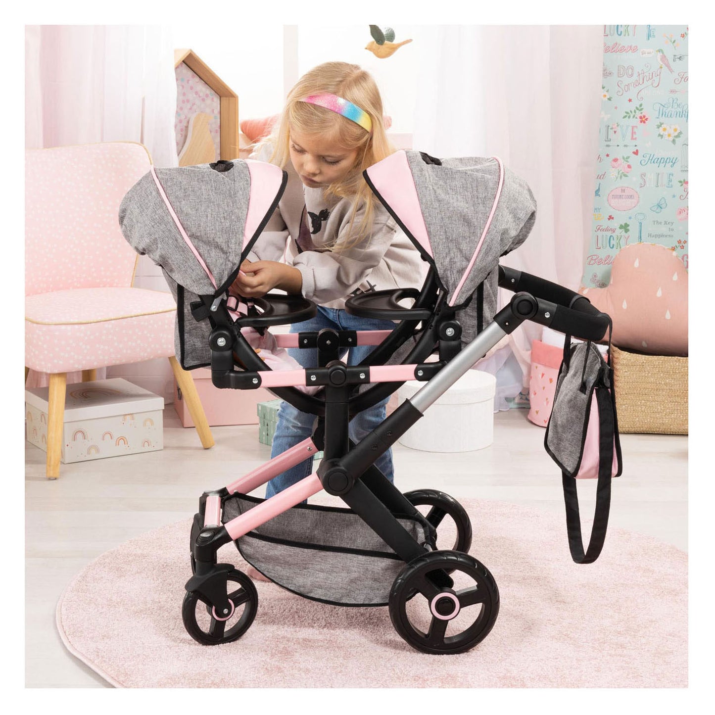 Landau pour poupée jumeaux Xeo duo - 46 cm