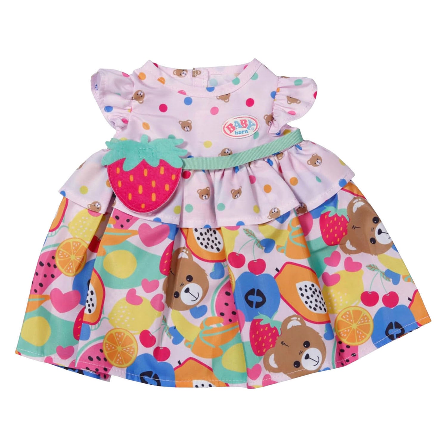 Robe baby born fruit avec sac à main fraise - 43cm