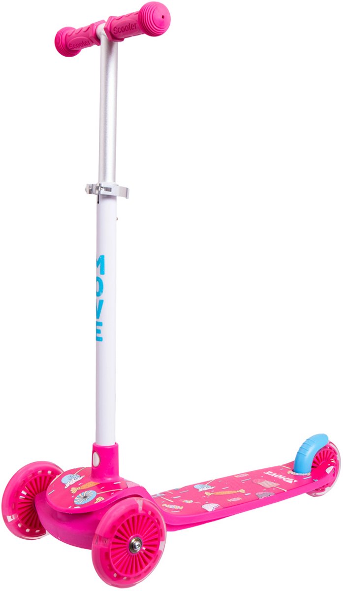 Trottinette à trois roues Move skates - move tri scoot candy - hauteur de guidon réglable - roues lumineuses - imprimé bonbons - à partir de 3 ans