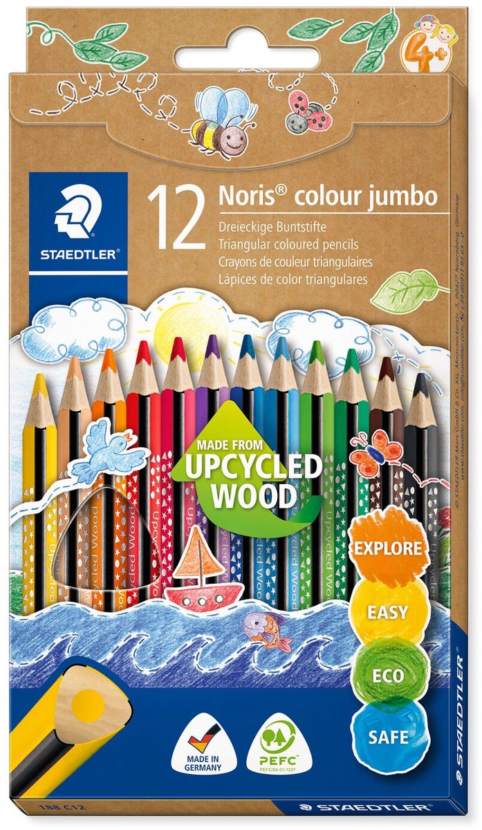 Staedtler noris color jumbo trousse à crayons de couleur de 12 pièces