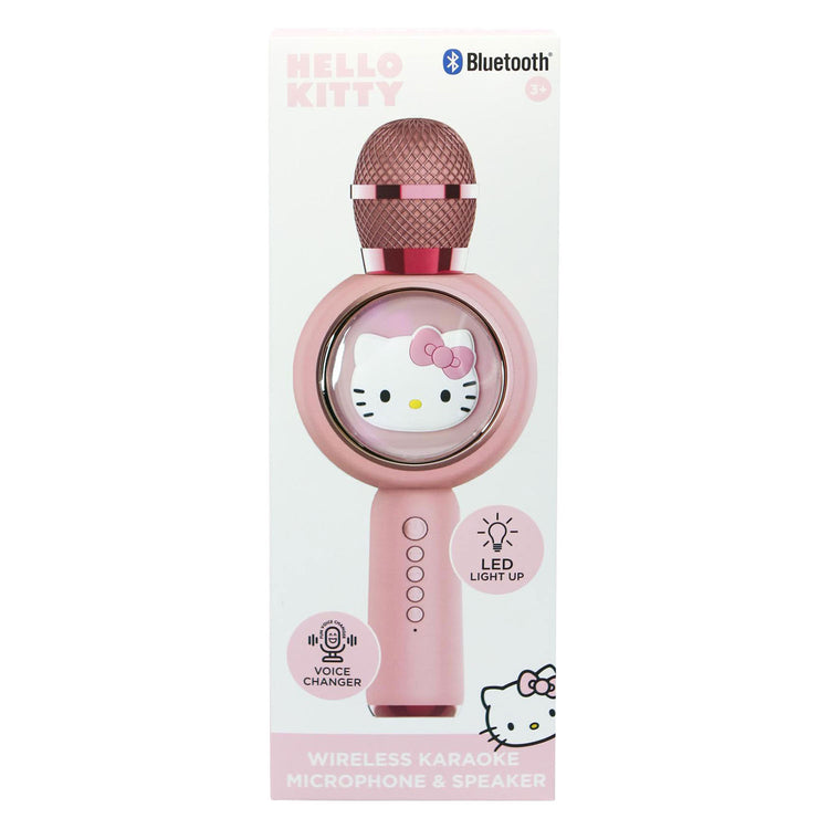 OTL Technologies Hello Kitty - microphone karaoké sans fil pour enfants - écran LED éclairé - haut-parleur - distorsion de la voix