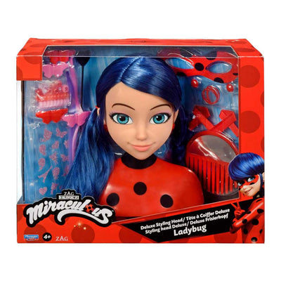 Bandai - miraculeuse coccinelle - tête à coiffer miraculeuse deluxe 21cm - tête à coiffer coccinelle + 30 accessoires, clips, rubans, bijoux - miraculeuse sous licence officielle - jouets enfant 4 ans et + - p50247