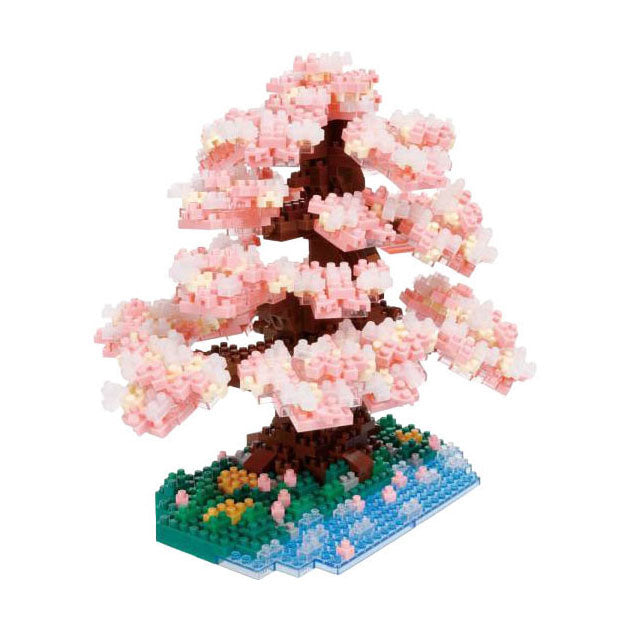 Bandai - nanoblock - fleur de cerisier de luxe - figurine en brique - ensemble de construction de cerisier en pierre 990 - kit de construction de figurines en pixels - mini arbre de construction en brique - nbc048