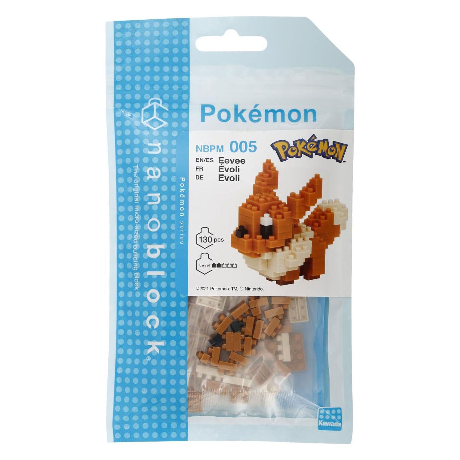 Bandai - nanoblock - eevee - pokémon - mini figurine en brique - jeu de construction - kit de construction de figurine eevee pokémon en pixel - nbpm005