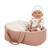 Poupée bébé Elegance babyto rose avec panier de transport et oreiller - 33 cm
