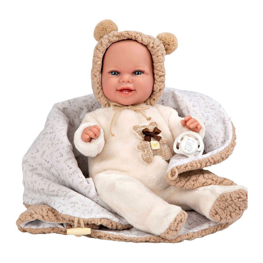 Poupée bébé Elegance babyto costume ours beige avec couverture - 35 cm