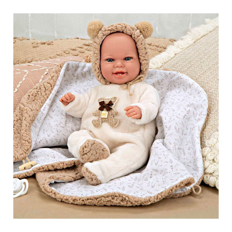 Poupée bébé Elegance babyto costume ours beige avec couverture - 35 cm