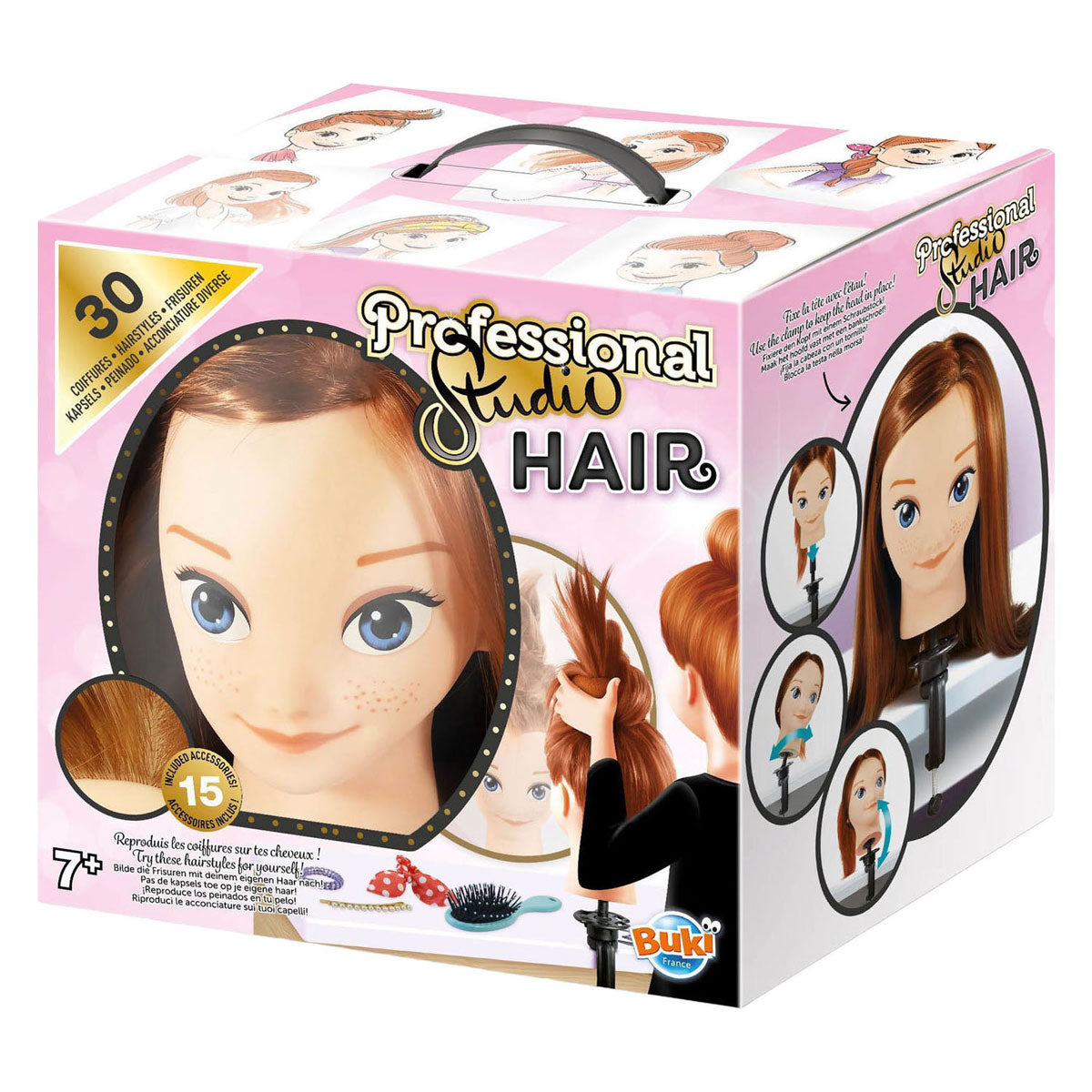 Buki france buki - set de cheveux jouet - coiffeur - salon de coiffure - coiffeuse - tête de cheveux