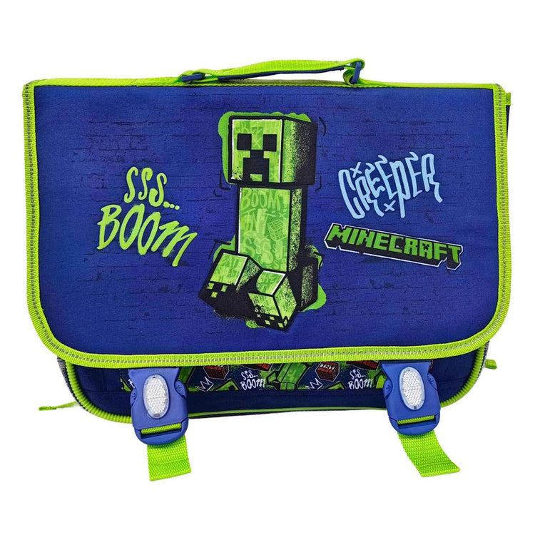 Cartable Minecraft 2 compartiments avec poche avant - 31,5x41x15cm