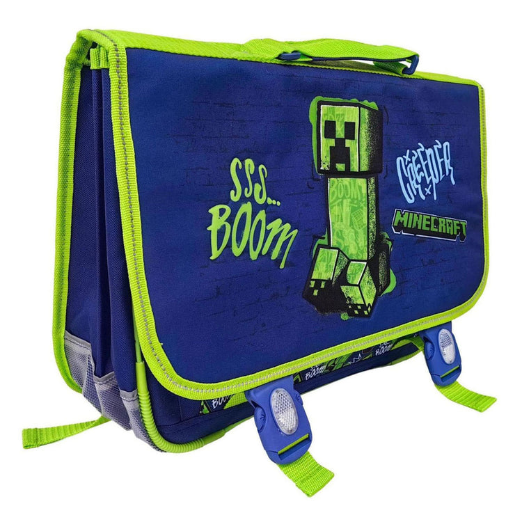 Cartable Minecraft 2 compartiments avec poche avant - 31,5x41x15cm