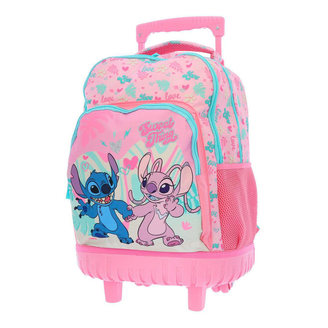Sac à dos trolley Disney Stitch Love 3 compartiments avec poches latérales