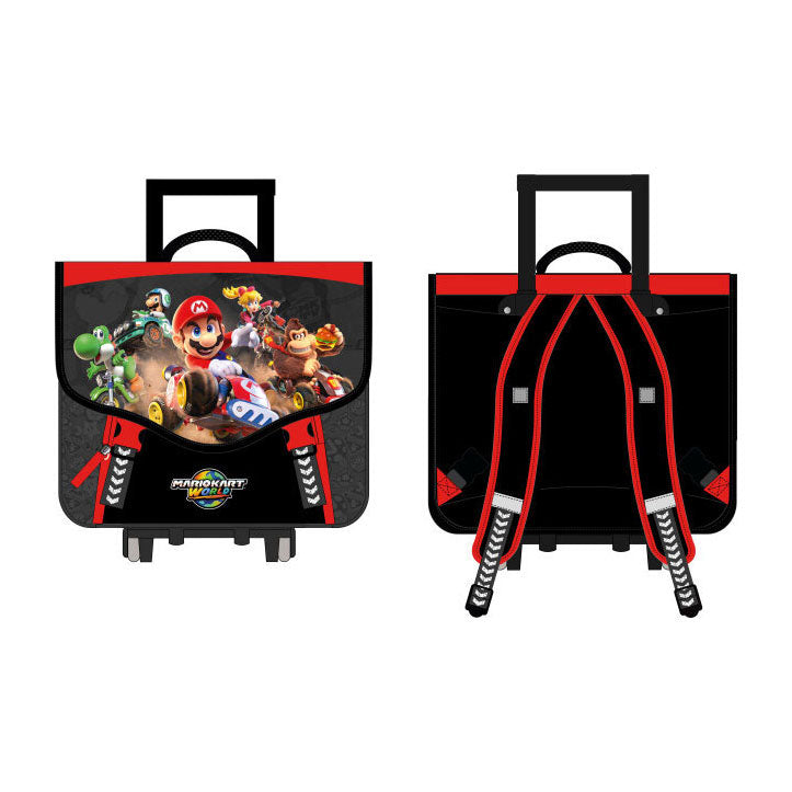 Cartable trolley Super Mario avec 2 compartiments et poche avant