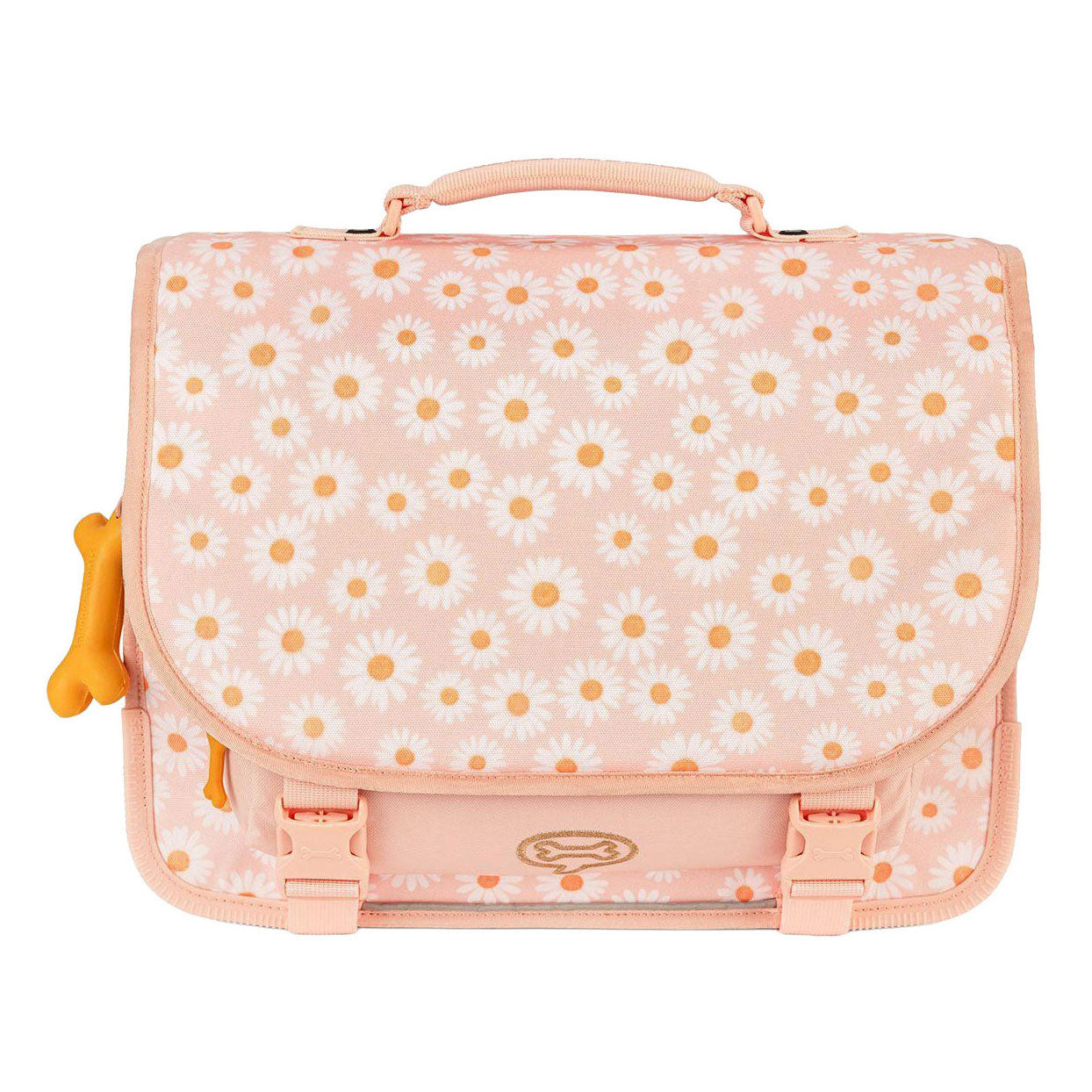Cartable avec pierres et os, marguerites, fleurs de lys