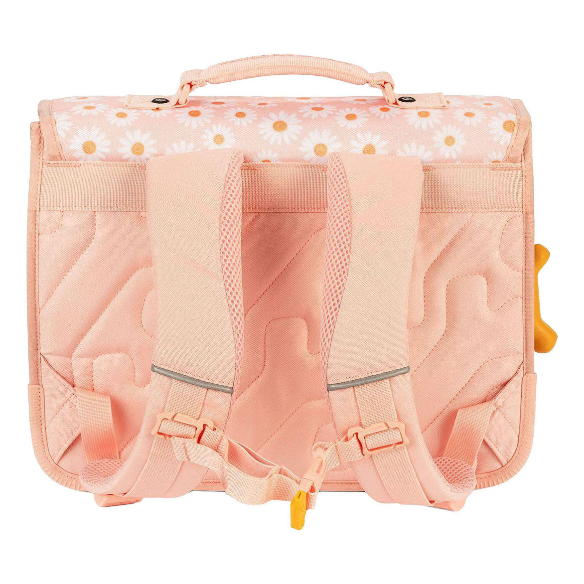 Cartable avec pierres et os, marguerites, fleurs de lys