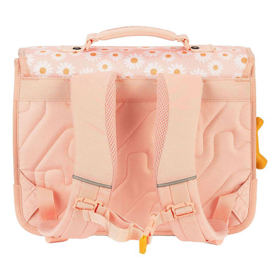 Cartable avec pierres et os, marguerites, fleurs de lys