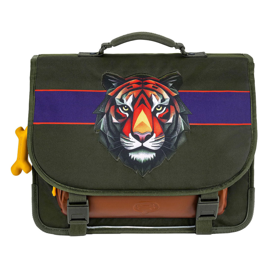 Cartable Stones and bones tigre facette kaki lac