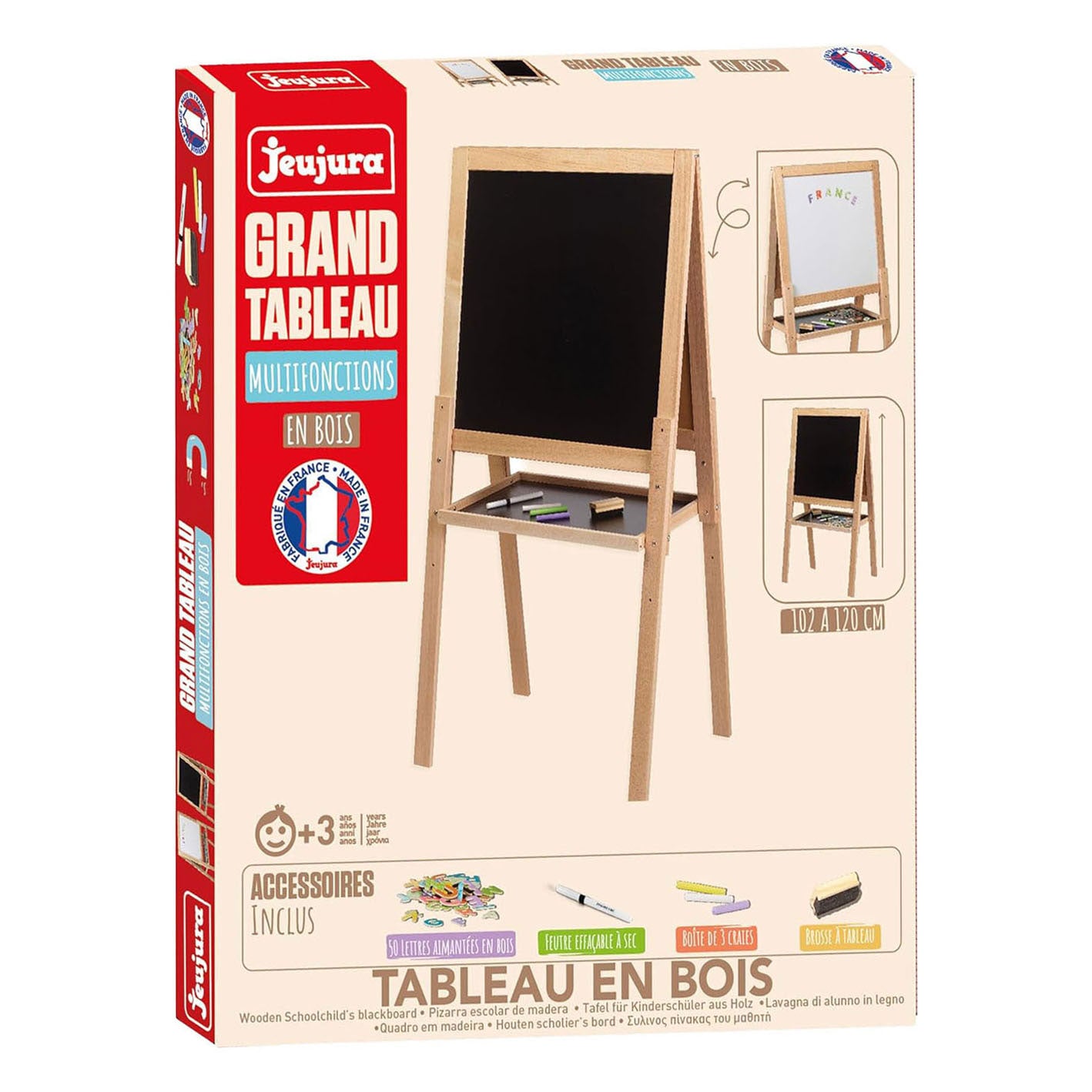 Craie et tableau blanc double face en bois Jeujura