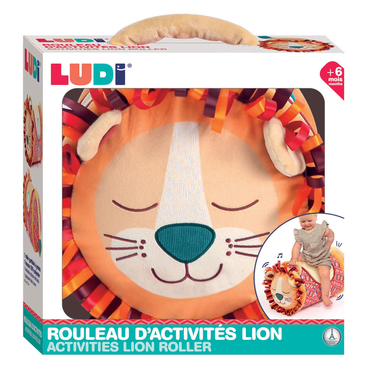 Ludi - rouleau bébé - rouleau d'activité - jouet moteur - lion