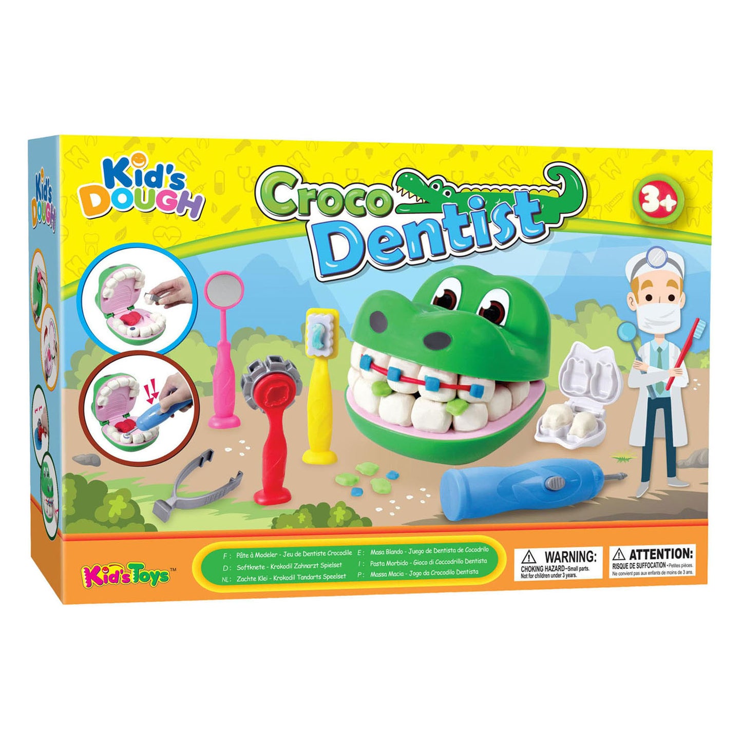 Ensemble de jeu en pâte à modeler pour enfants, pâte croco, dentiste