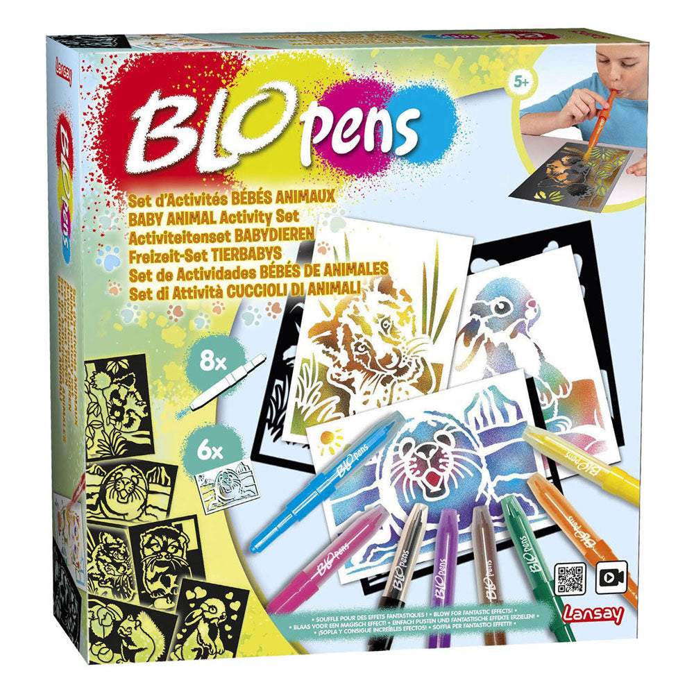 Blopens kit de bricolage bébés animaux avec 8 stylos soufflants