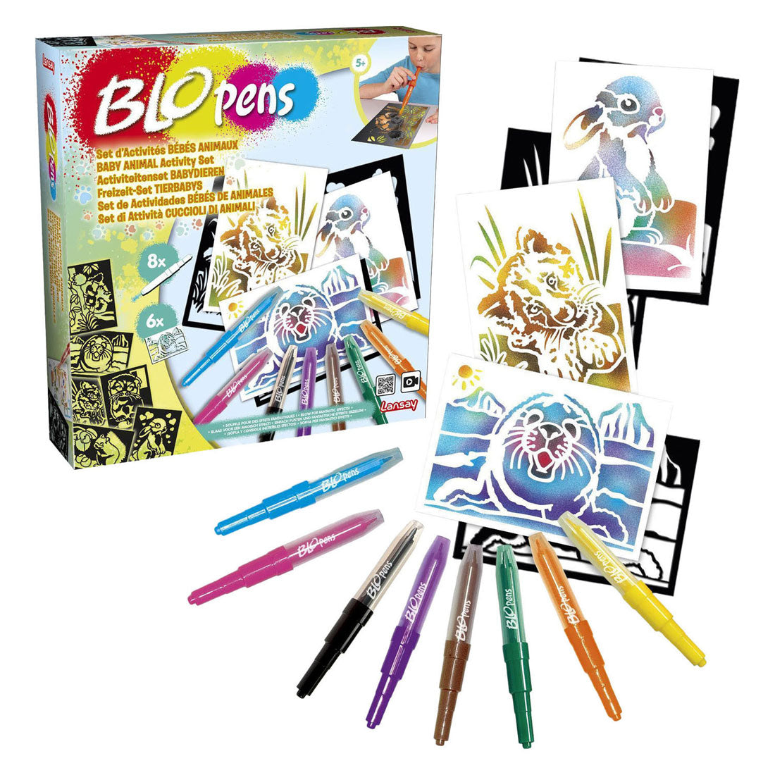 Blopens kit de bricolage bébés animaux avec 8 stylos soufflants