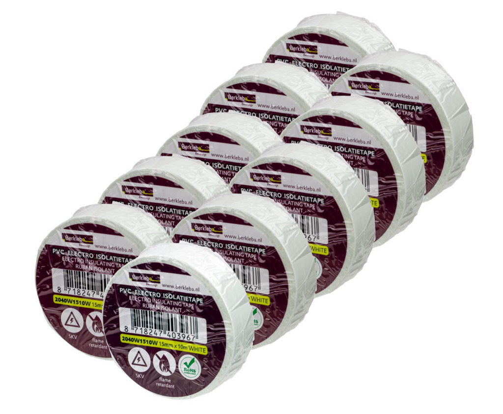 Berkleba ruban pvc 15x10mt blanc rouleau ds a 10