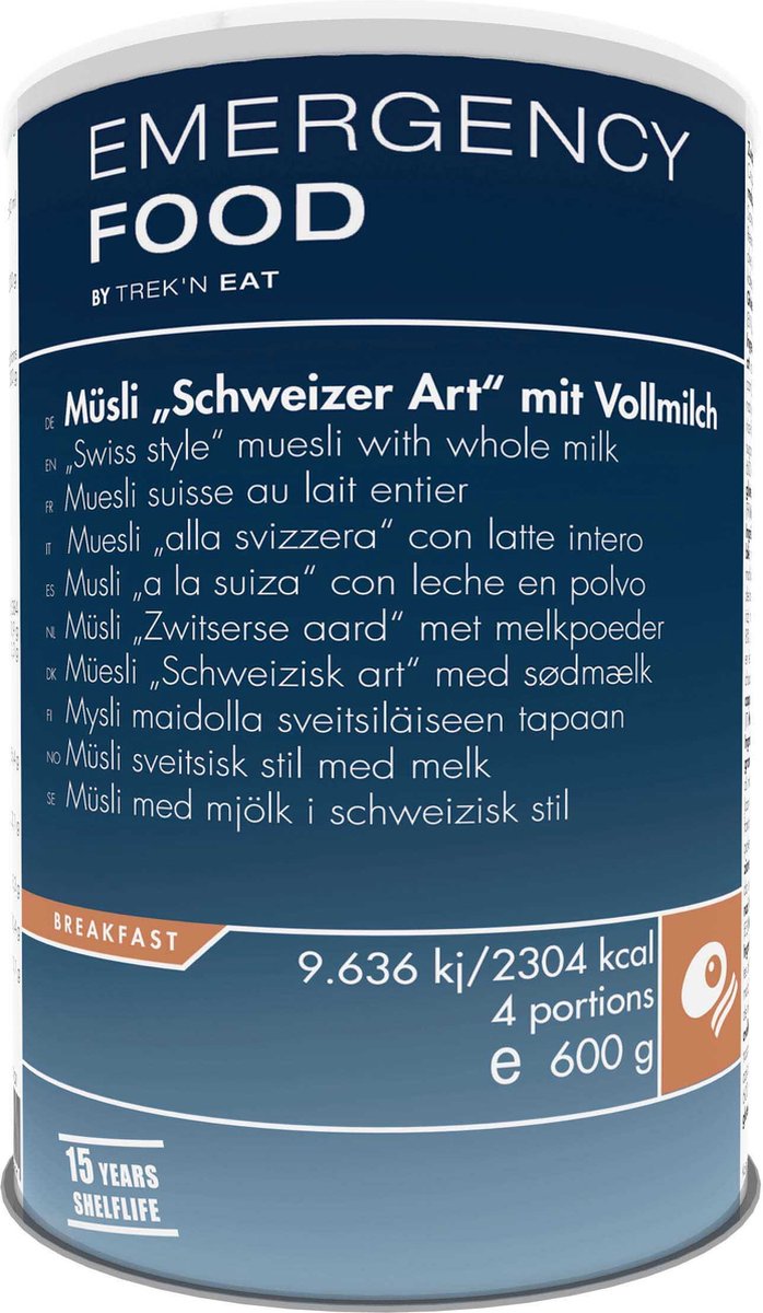 Trek'n eat muesli suisse avec nourriture d'urgence repas de voyage au lait